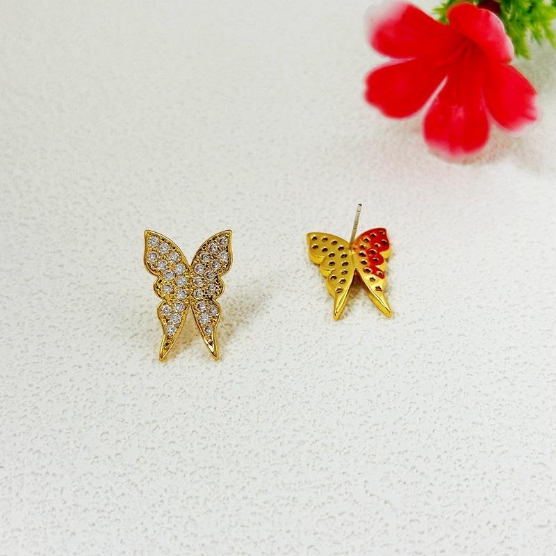 Mori Super Fairy Advanced Sense Full Of Diamonds Small Butterfly Stud Earrings Fashion Light Luxury Personality Versatile