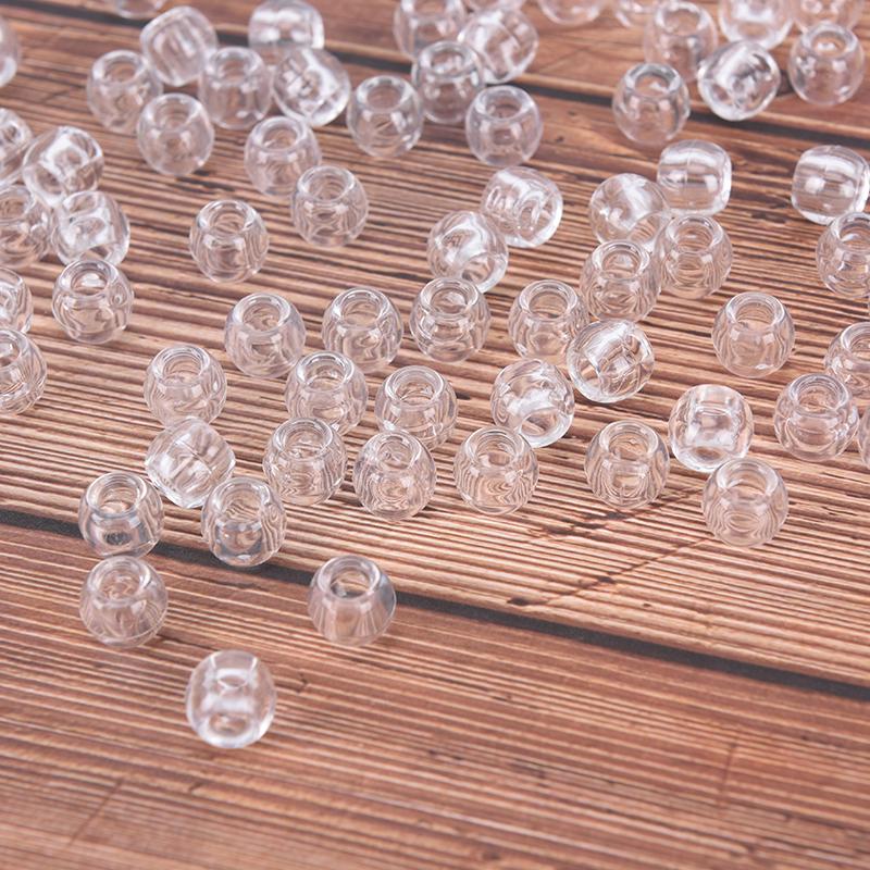 100X Przezroczysty Pierścień do dredów Koraliki do warkoczy Klipsy 6 mm Otwór