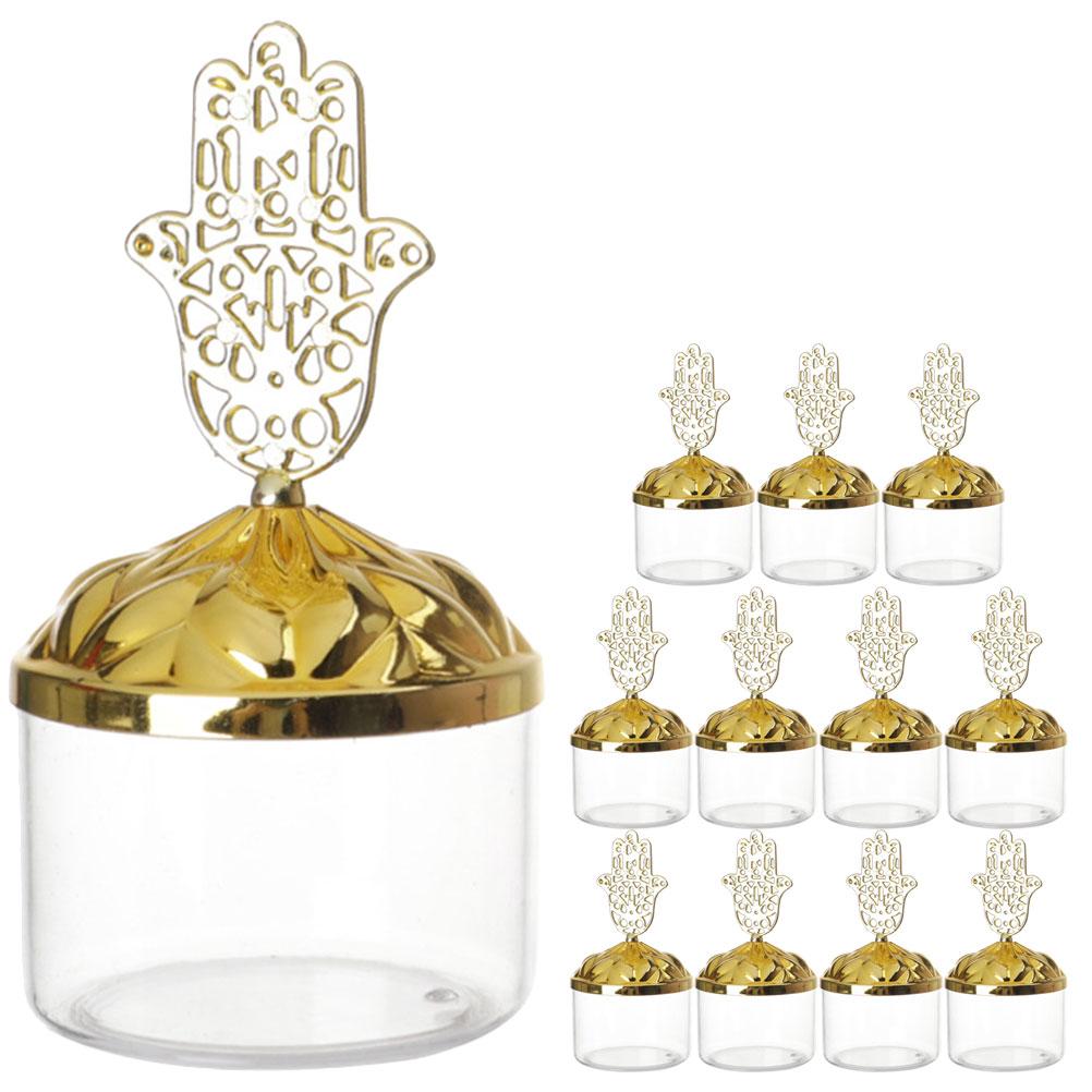 

12pcs Christmas candy box gold transparent dessert box with lid baby Shower wedding return gift storage Boxes XMAS Favor Box