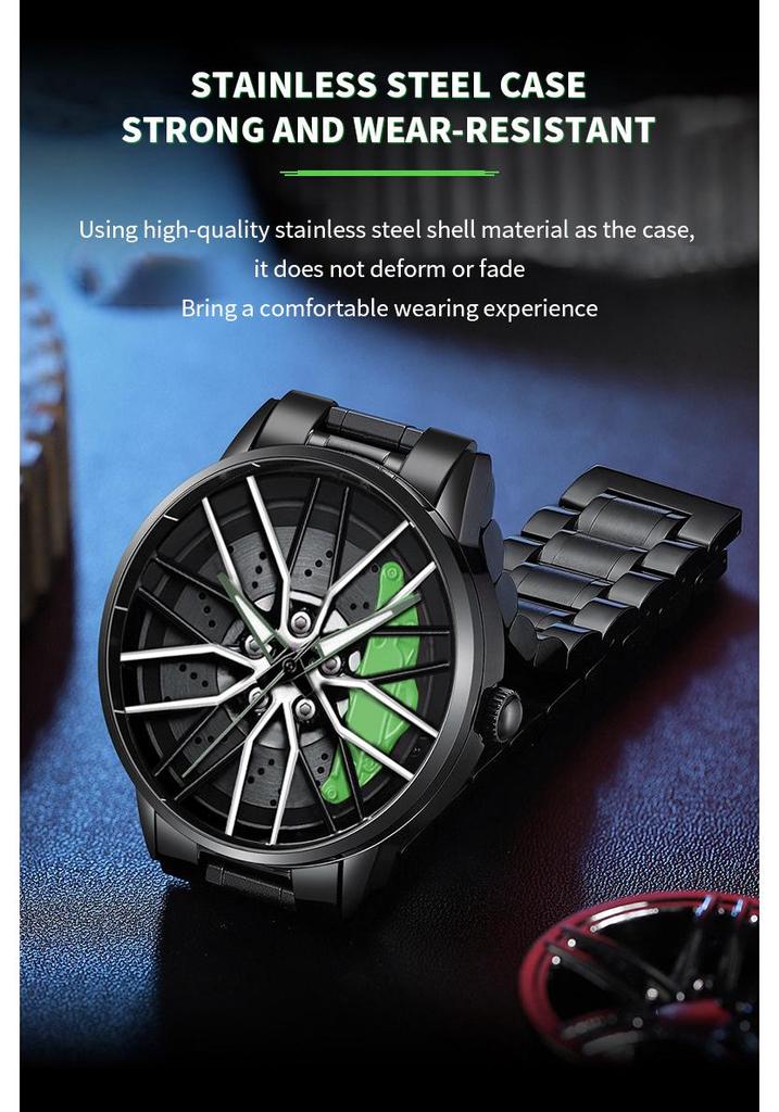 Men's Sports Watch Featuring Cool Sharingan Car Wheel Design