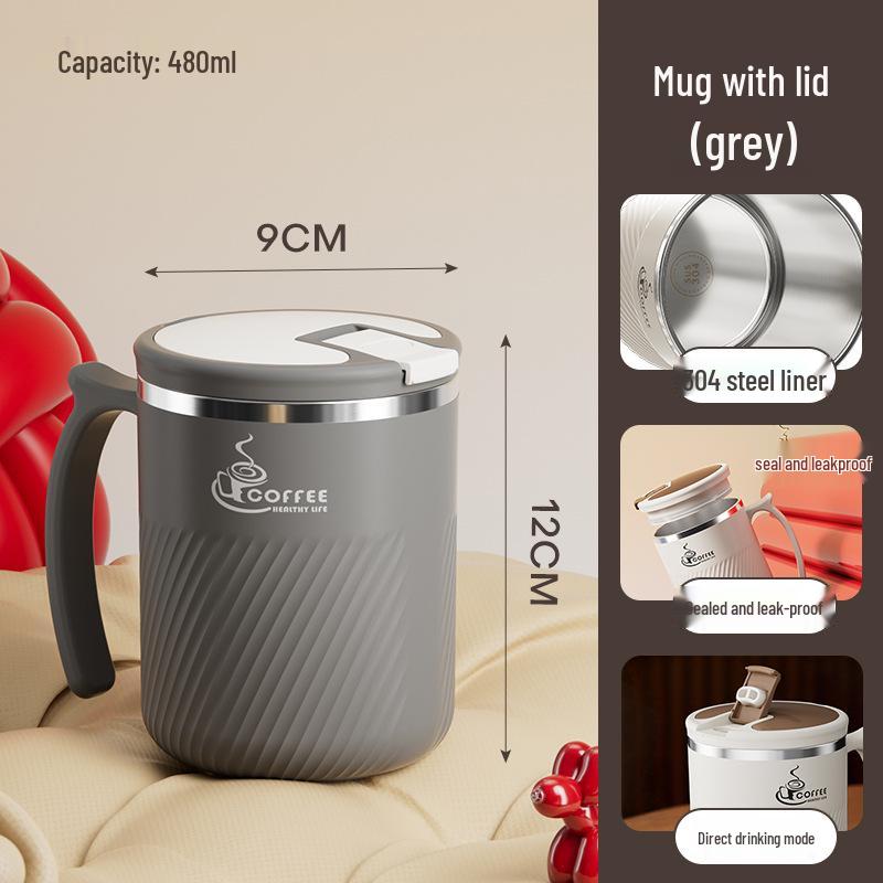 Portable Stainless Steel Mug with Lid, Spoon & Tea Infuser - Multi-Purpose Cup for Tea, Coffee, Milk, or Water.