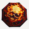 Flaming Skull with Pentagram Circular Wall Art PrintUmbrella, Portable 3-Fold Umbrella for Men & Women,Christmas Gift ES168