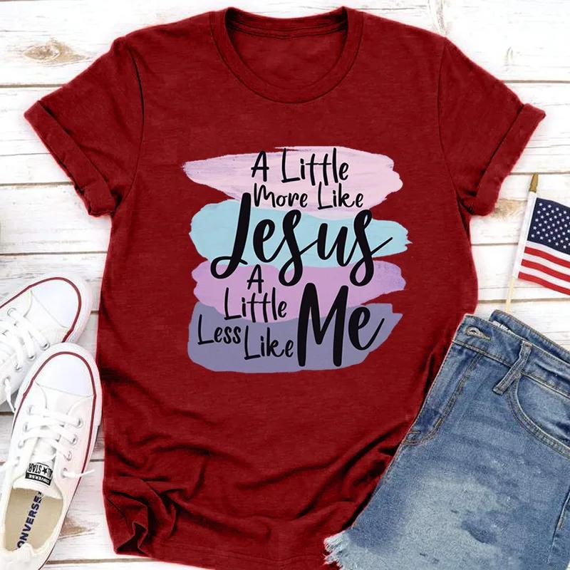 VÍCE JAKO JEŽÍŠ MÉNĚ JÁ Potisk Dámské Tričko Krátký Rukáv Kulatý Výstřih Volné Dámské Tričko Dámské Tričko Topy Oblečení Camisetas Mujer