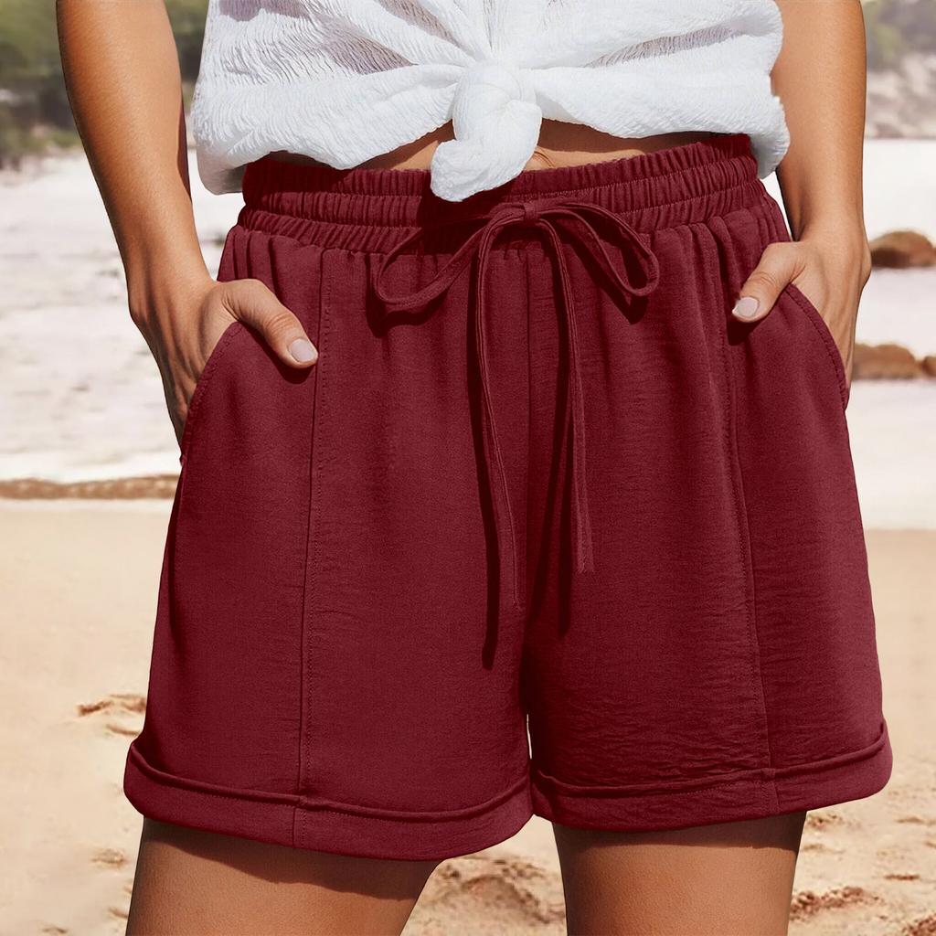 Women’s Drawstring Elastic Waist Casual Shorts with Pockets Relaxed Fit Lightweight Soft Fabric Summer Lounge Bottoms