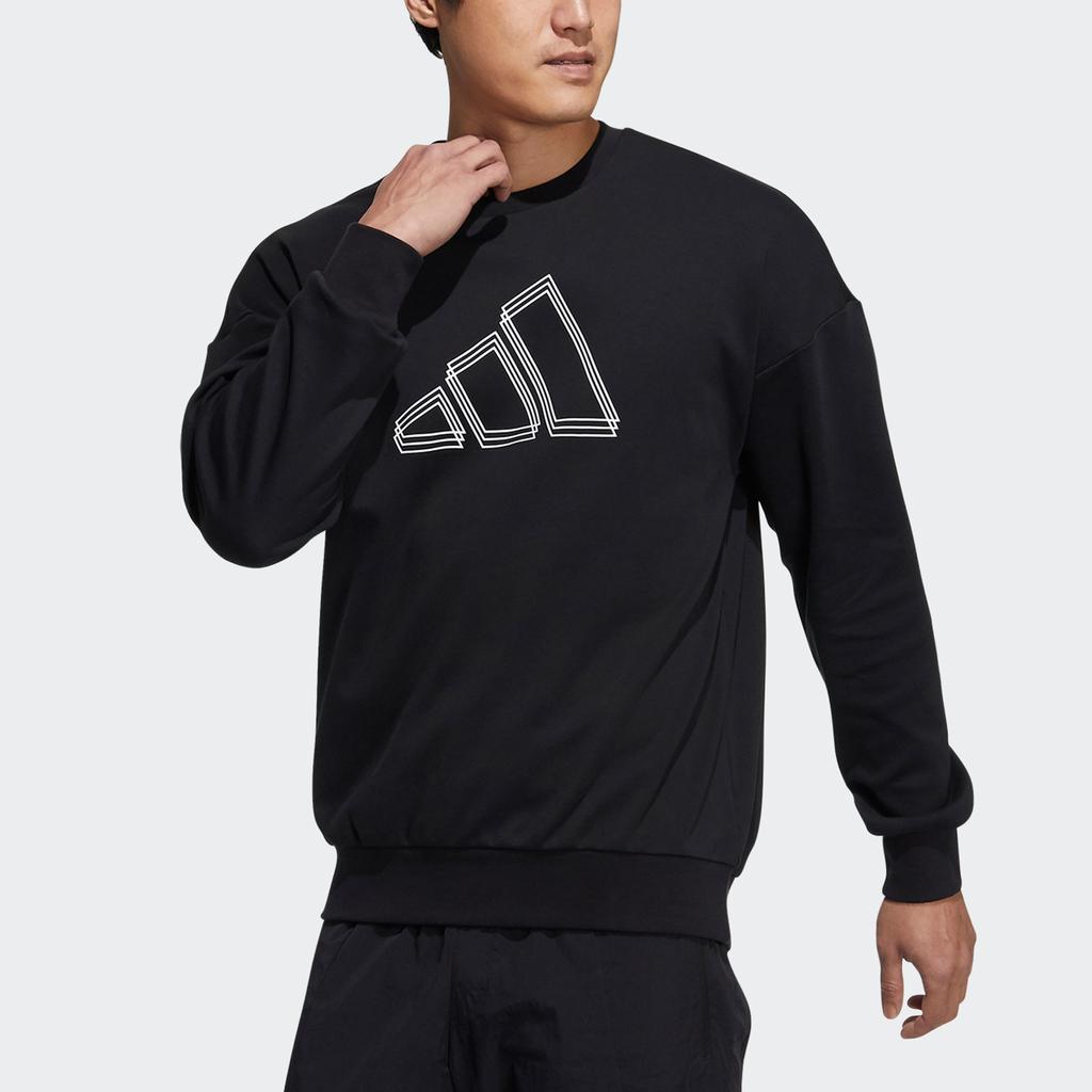 Adidas St Logo Sweatshirt With Overlapping Logo Print Men Tops Black H39359