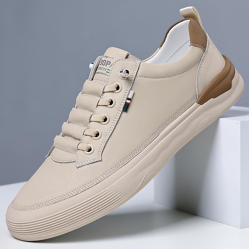 Spring and summer new men's casual leather shoes little white shoes board shoes genuine leather soft sole soft surface men's single shoes