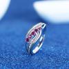 Women 5 Elegant Inlaid Hollow Band Wave Finger Ring Wedding Elegant Trendy Rings