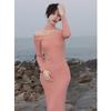 Autumn and winter new high-end temperament celebrity super figure knitted dress autumn and winter