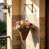 Rattan Hanging Basket Cone Flower Artificial Woven Planter Rustic Conical Plant with Metal Chains for Indoor Outdoor Garden Balcony