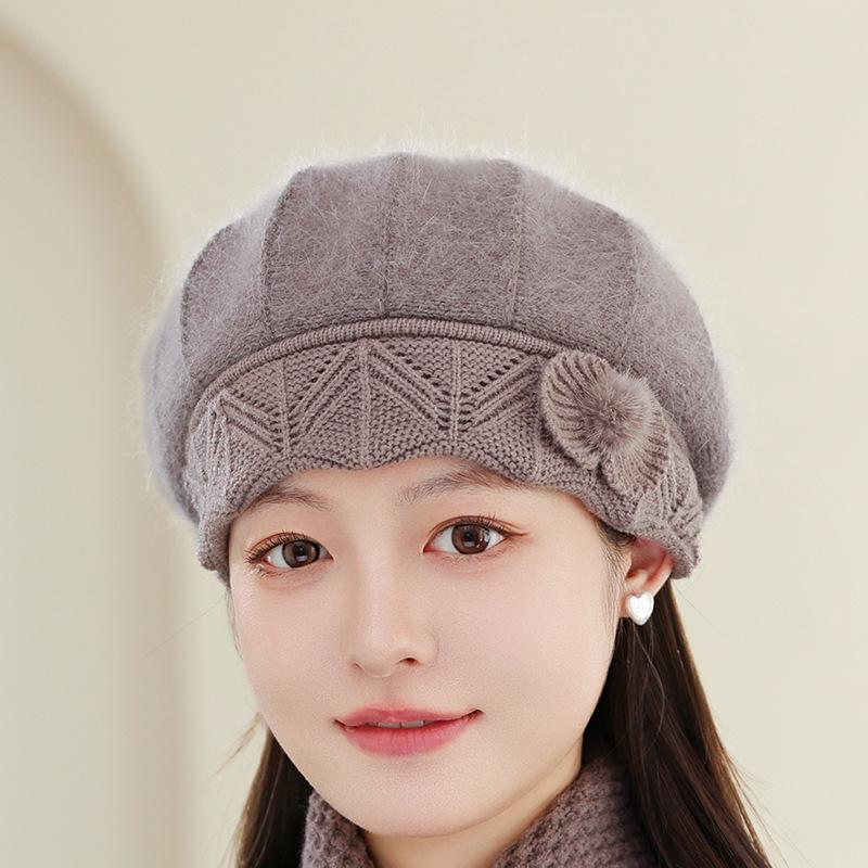 Winter Mother Hat Women's Fashion Knitted Beret In The Elderly Anti-cold Warm Wool Hat