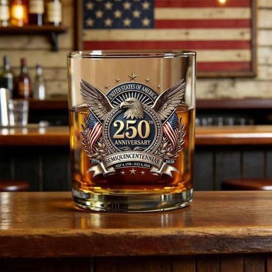 250. Jubiläum Whiskey Karaffe Glas Spirituosenflasche Patriotisches Andenken zum Unabhängigkeitstag Klassisches Geschenk für Sammler Veteranen Geschichtsinteressierte