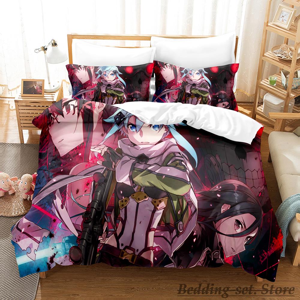 2023 Sword Art Online II Bedding Set Single Twin Full Queen King Size Bed Set Adult Kid Bedroom Duvetcover Sets Anime Bed