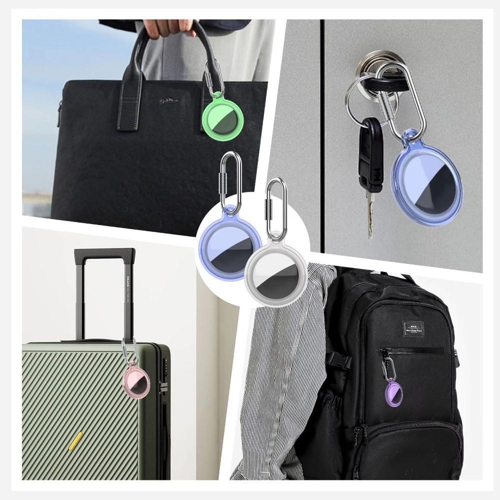4pcs Anti-lost Waterproof Cover Dustproof Lightweight Protective Case with Carabiner Shockproof Keychain Holder for Apple AirTag