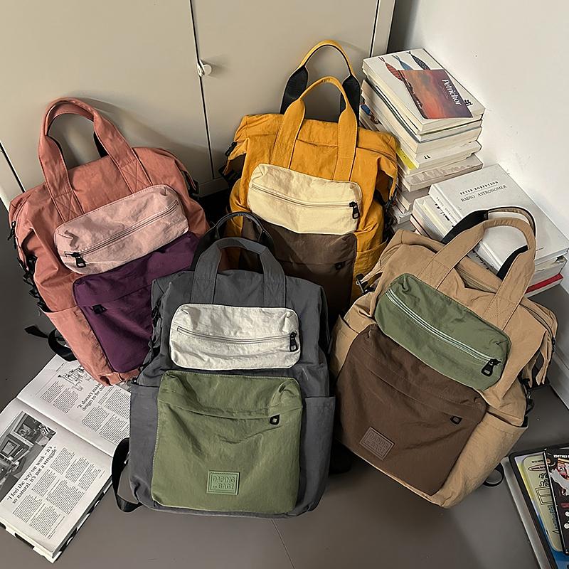 College Style Student Schoolbag Women's Color Block Backpack Computer Backpack