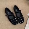 Fashion Spring Flats Women Loafers Shoes Square Toe Crystal Dress Shoes Casual Woman Sport Sandals 2025 New Brand Lolita Mujer Zapatos