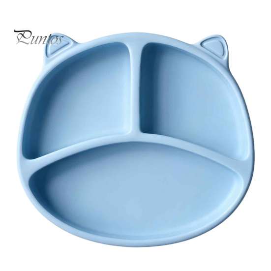 Baby Feeding Set for 6 Months to 3 Years Silicone Suction Plate Toddlers, Cute Bear Shape Unbreakable Divided Toddler Tray Bowl, Non Slip Infants And