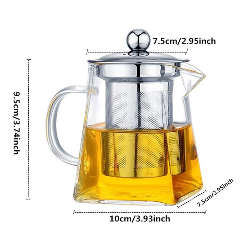 

350ml Glass Teapot with Stainless Steel Tea Strainer Infuser Heat Resistant Tea Kettle Portable Tea Maker Home Office Teaware