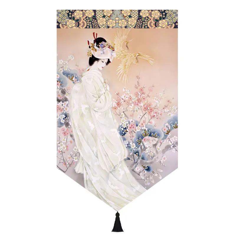 Japanischer Stil Noren Restaurant Tür Kopf Strahl Dreieck Dekorative Warme Volant Ukiyo Damen Druck Stoff Kurze Türvorhänge