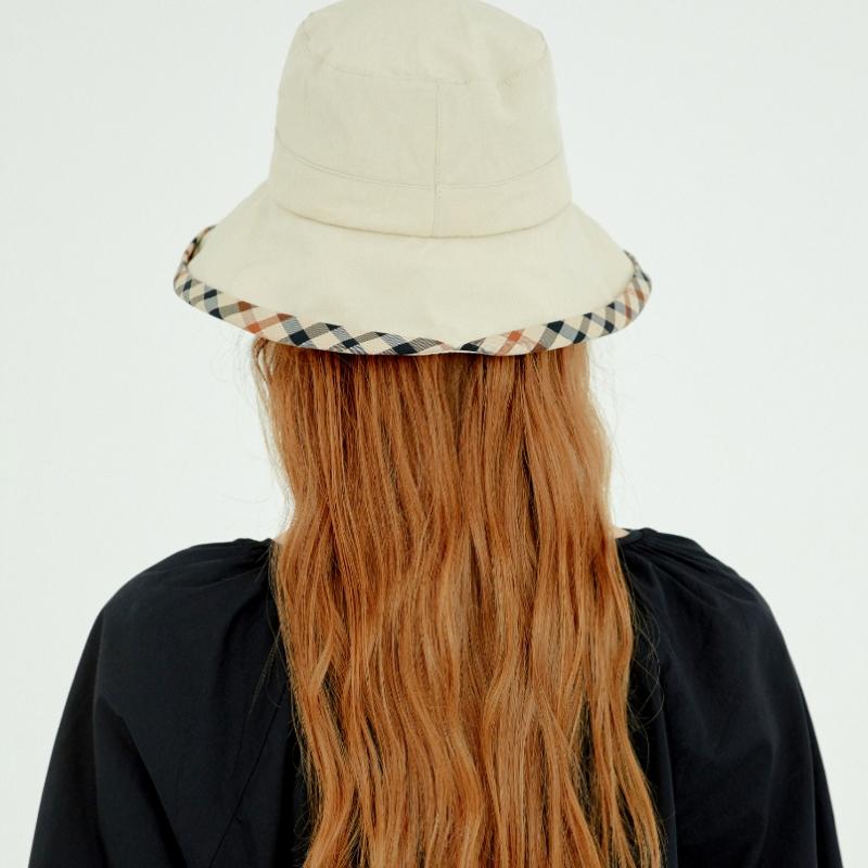 Daks Ivory Check Cotton Linen Blend Bucket Hat Dbhe2e123
