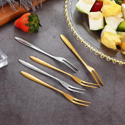4Pcs Fruit Fork Stainless Steel Two-toothed Fork Cake Fork Western Small Fork Multifunctional Household Kitchen Accessories