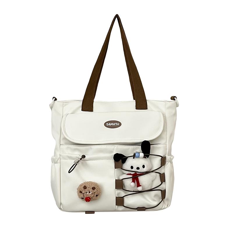 Contrast Color Student Classes Crossbody Bag Large Capacity Water-Repellent Nylon Book Bag Women's Shoulder Bag