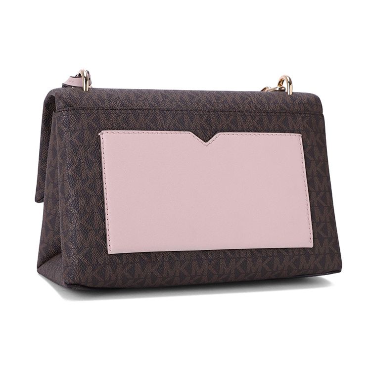 Michael Kors Mk Cece Color Block Chain Flap Crossbody Bag Women bags Brown Soft-Pink 30T9G0EL2B266
