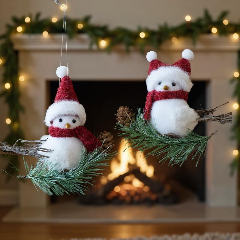 1 st Julgransaccessoarer Söt Djur Vit Fågel Julhänge Hemdekoration Kontor Hem Trädgård Dekor Vängåva