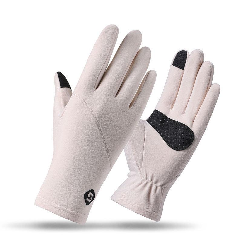 Warm gloves women's non-slip driving riding gloves elastic windproof German velvet women's autumn and winter gloves
