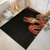 Chinese Dragon Pattern Carpet with Black Background, Bold Red Design Suitable for Use As an Anti-slip for Living Room Bedroom Sofas