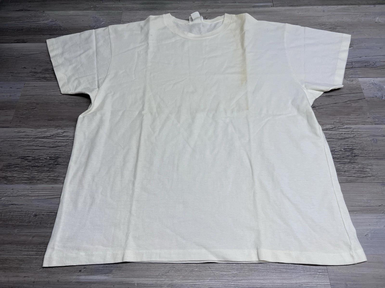 

Vintage 90s Blank White T-Shirt Moda International Single Stitch USA Made OSFA 4XL