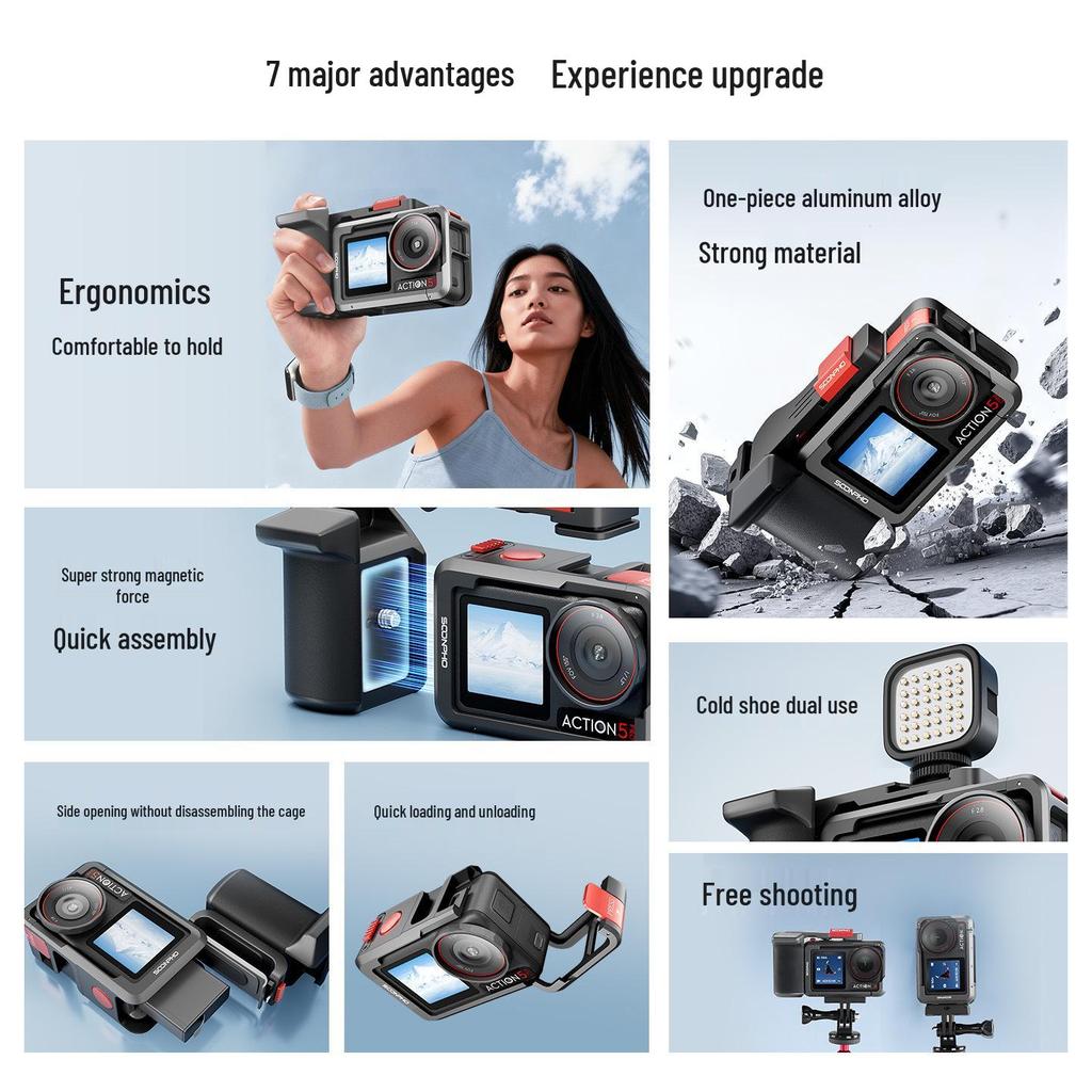 DJI Action 6/5pro/4/3 Street Shooting Rabbit Cage SP-A1 with Handle and Shutter