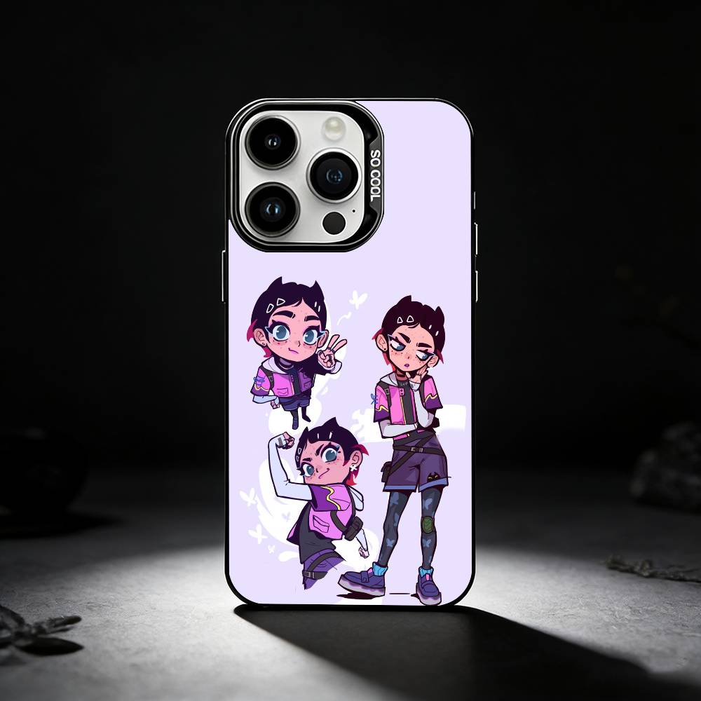 Popular V-Valorant C-Clove Phone Case For iPhone 17,16,15,14,13,12,11 Plus,Pro Max,XS,Colored silver phone case