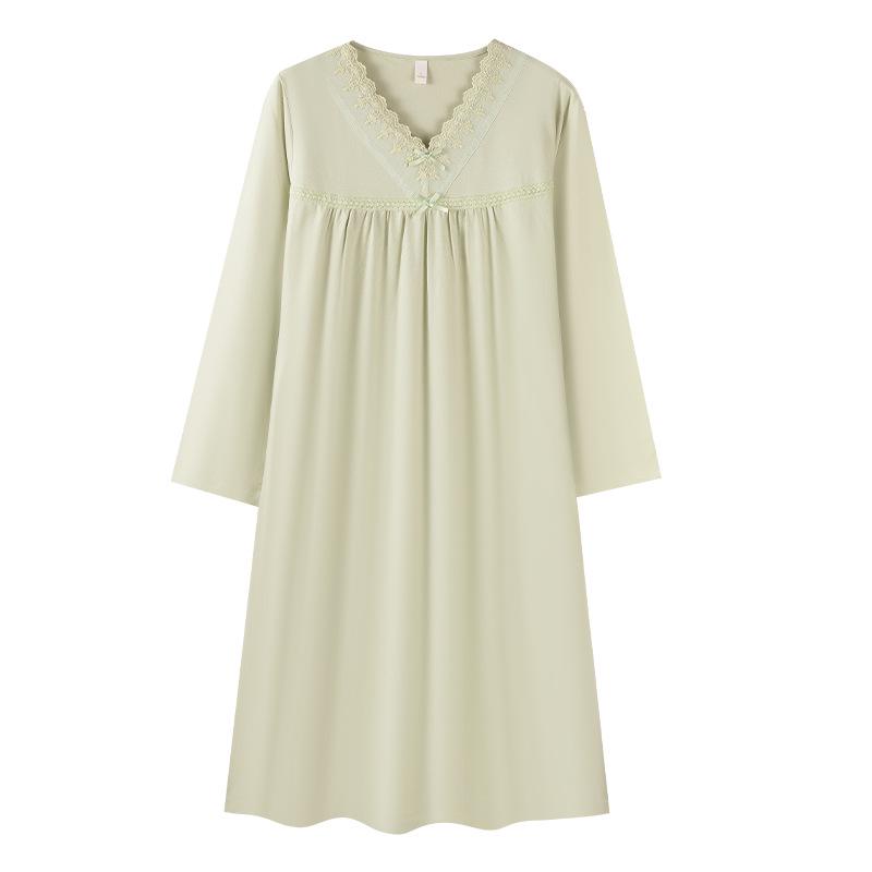 Camice da notte stile palazzo da donna: Elegante Abito Lungo Monocolore per Primavera e Autunno 2026