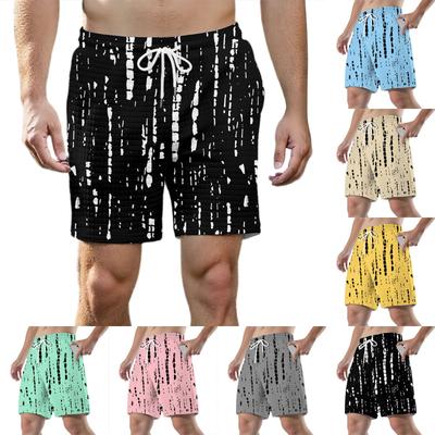 Men's Fashion Printed Sports Shorts Elastic Waistband Pocket Gym Shorts