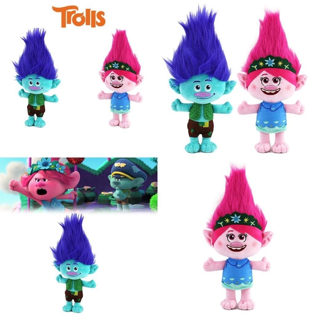 Trolls: Šampioni Spolu Hračka Plyšová Roztomilá Kreslená Postavička Výška 30 cm Chlapec s Modrými Vlasy a Dívka s Růžovými Vlasy Perfektní Pro Děti Věku 7-14 Let