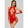 Women's Red Mini Dress With Gloves Fantasy Nightgown Set
