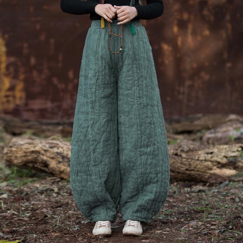 

Johnature Женские винтажные зимние панталоны, теплые брюки, эластичная талия, тай-дай, длинные брюки One Size