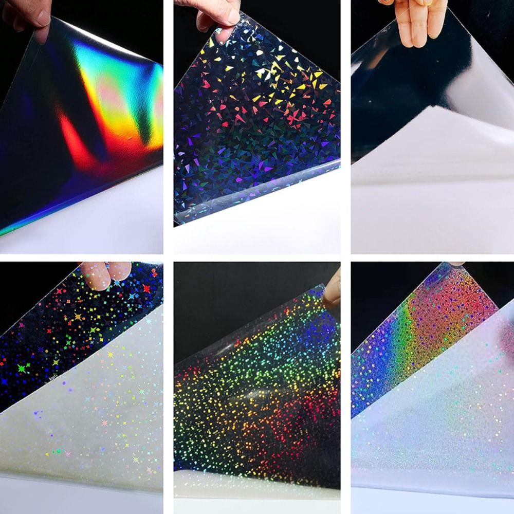 5Pcs A4 Holographic Sticker Paper Waterproof Vinyl Sticker  For Cricut Stickers Trading Cards Photos