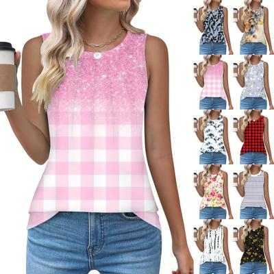 Womens Casual O Neck Loose  Sleeveless Top T-shirt  Summer Tank Tops For Women Tank Camisole Sleeveless Basic Tops