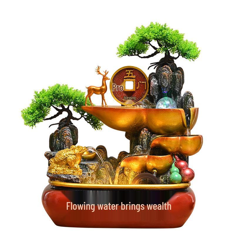 Feng Shui Wealth-Attracting Desktop Fountain with Treasure Bowl - Ideal for Home, Office, Shop Decoration.