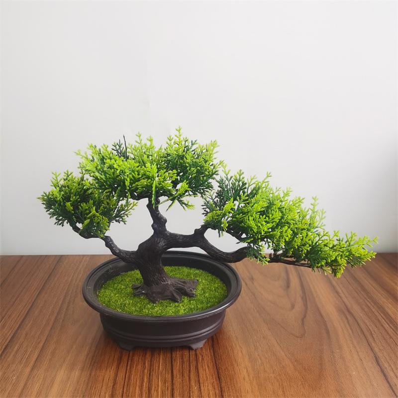Indoor Welcoming Pine Bonsai: Artificial Potted Plant Decor for Home, Living Room, or Office