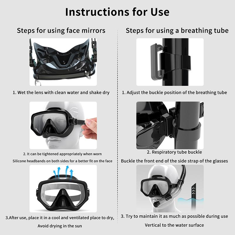 Professional Large Frame Soft Silicone Diving Mask Snorkel Set For Men Women Diving Snorkeling Gear