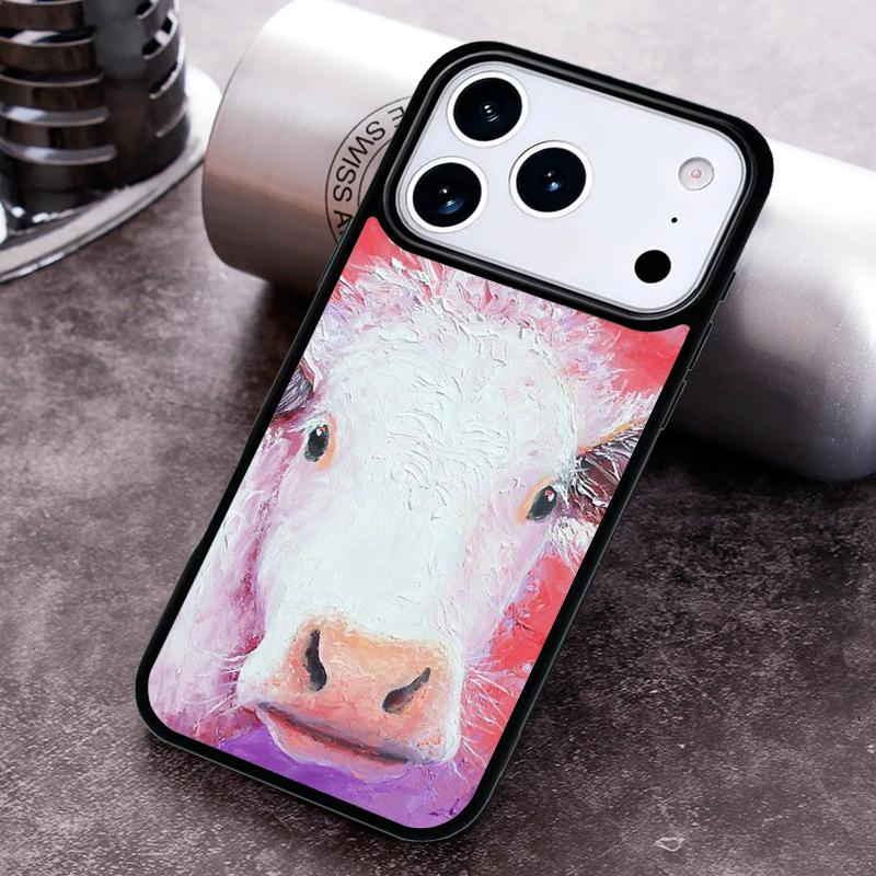 

Animal Cattle Cow Watercolor Phone Case For iPhone 17 16 15 14 13 12 11 Pro Max Plus 17Air Soft Silicone Cover iPhone 15 Plus