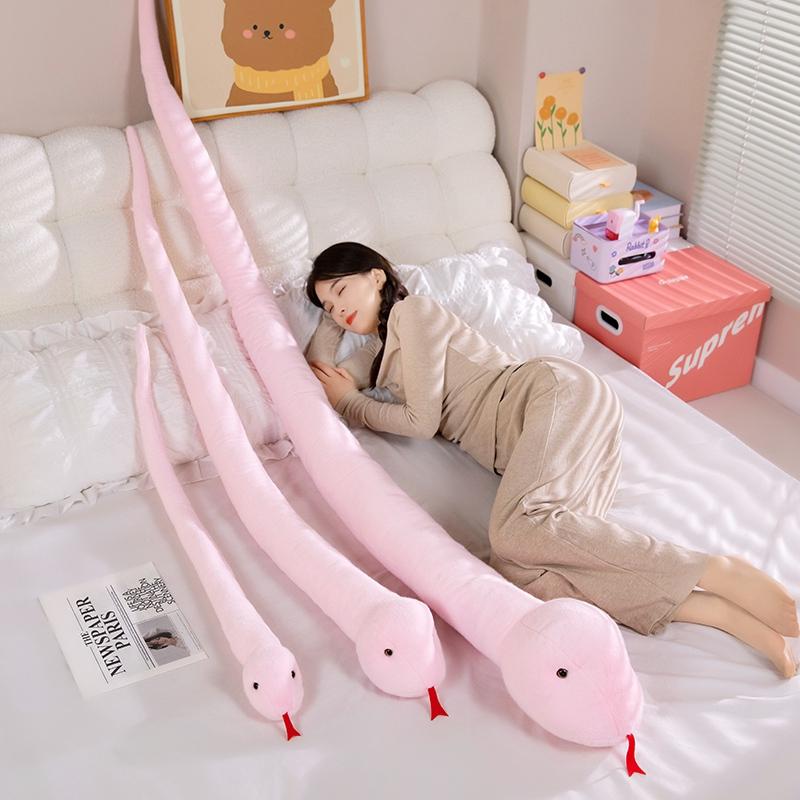 Long Snake Plush Stuffed Animal Pillow Green Yellow Pink Red White Black Cute Soft Doll Huggable Toy Boy Girl Kid Birthday Gifts