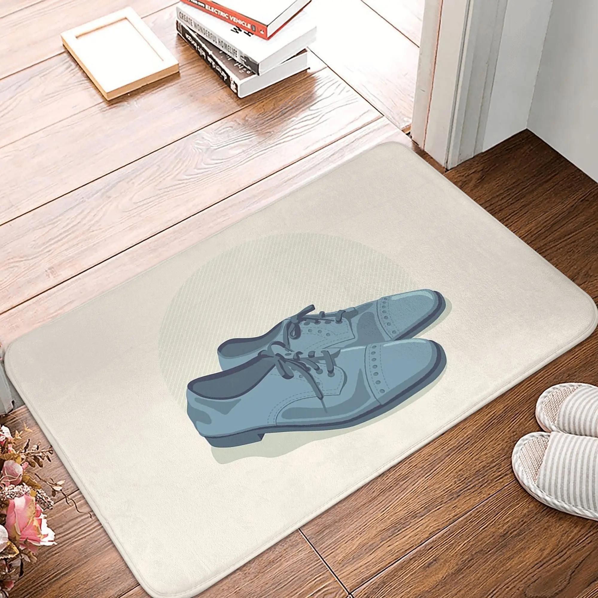 Lodestar Unisex Blue Suede Shoes Anti-Slip Doormat Floor Mat Absorbent Mat Carpet Rug For Kitchen Entrance Home Living Room Footpad Mats