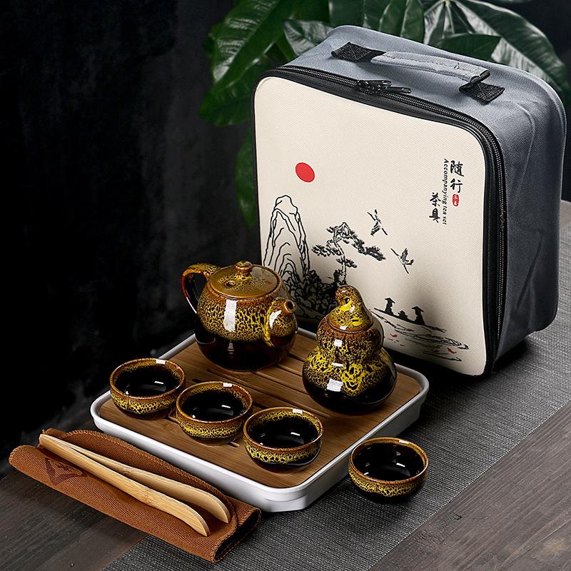 Ceramic goods kiln change portable travel tea set business company gift