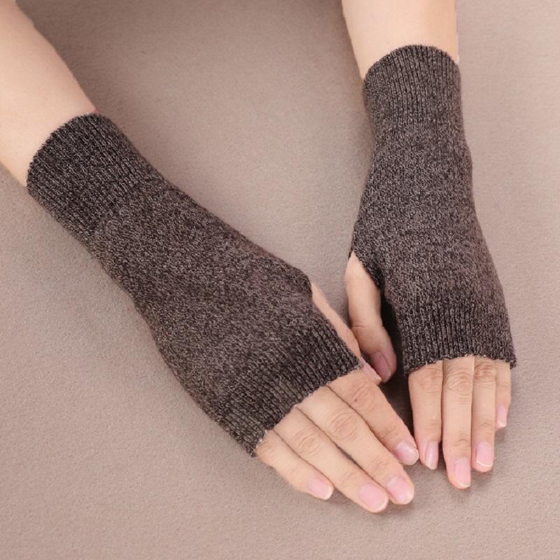 Wollhandschuh für Damen Winter Gestrickt Fingerlos Warm Weich Uni Dehnbar Halbfingerhandschuh Dame Elastisch Kurz Kaschmir Cosplay Handschuhe