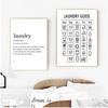 Laundry Guide Canvas Painting Wall Art Laundry Cheat Sheet Poster Print Minimalist Art Poster Wall Pictures For Bathroom Decor