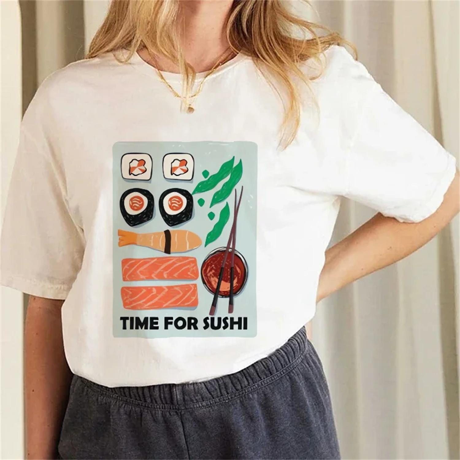 Fashionable Women s Casual Printed Pattern Japanese Style Trendy Travel Holiday Short Sleeved Basic New Summer Women s T-Shirt S белый