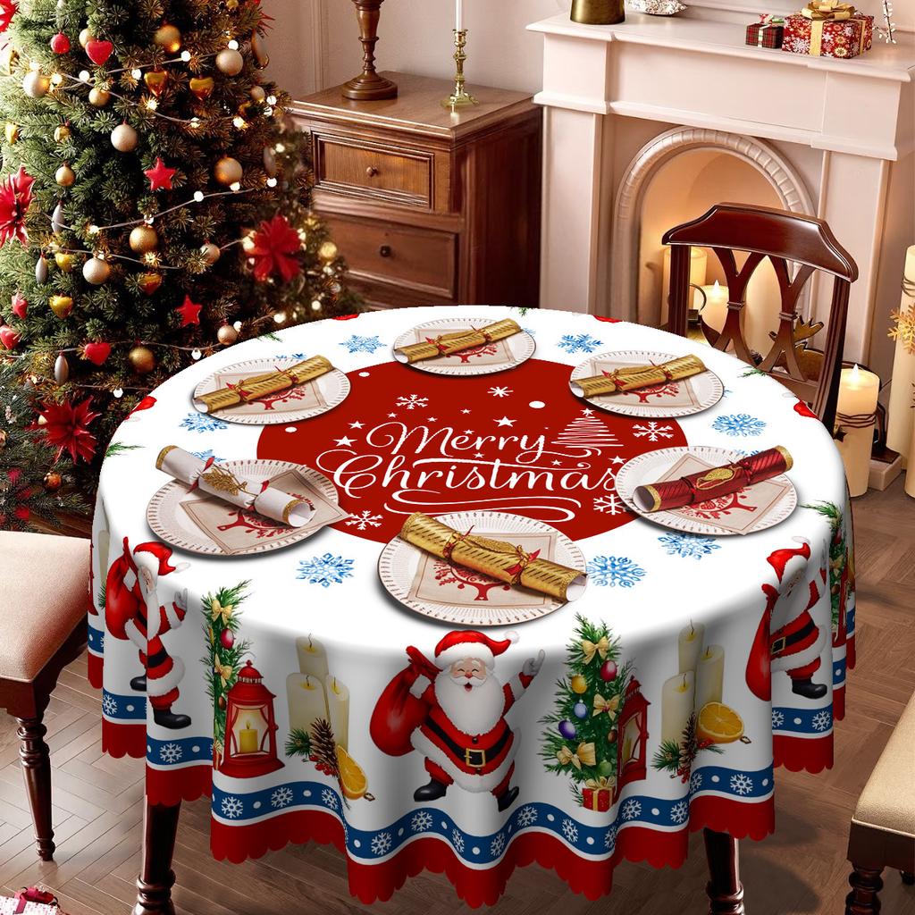 Christmas Red Tablecloth, Santa Snowflake Decoration Waterproof Coffee Table Cloth, Table Cloth Festive Atmosphere Tablecloth